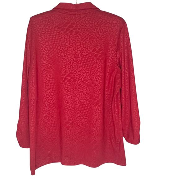 Chico's Zenergy Golf Size 2 (12) Large Polo Shirt Top Red Athleisure Pickleball - Picture 5 of 9